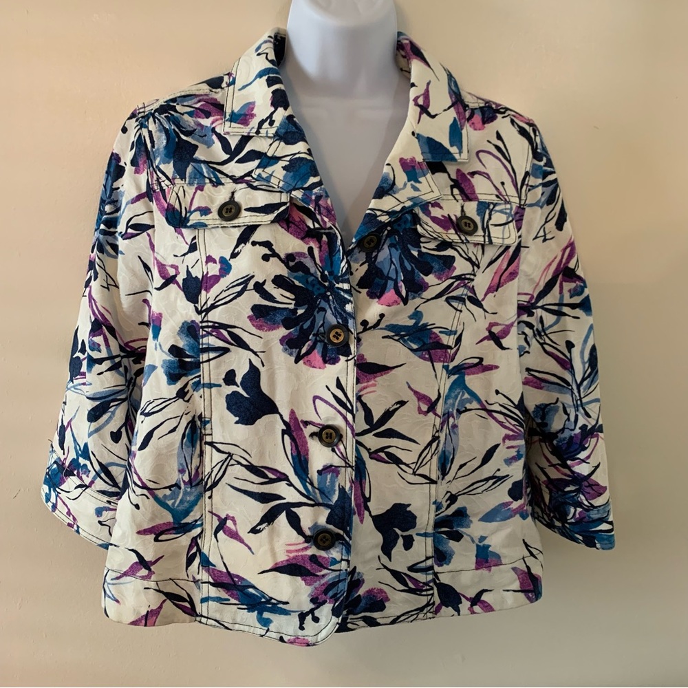 TanJay Multicolor Floral Print Blazer Jacket Sz 8P